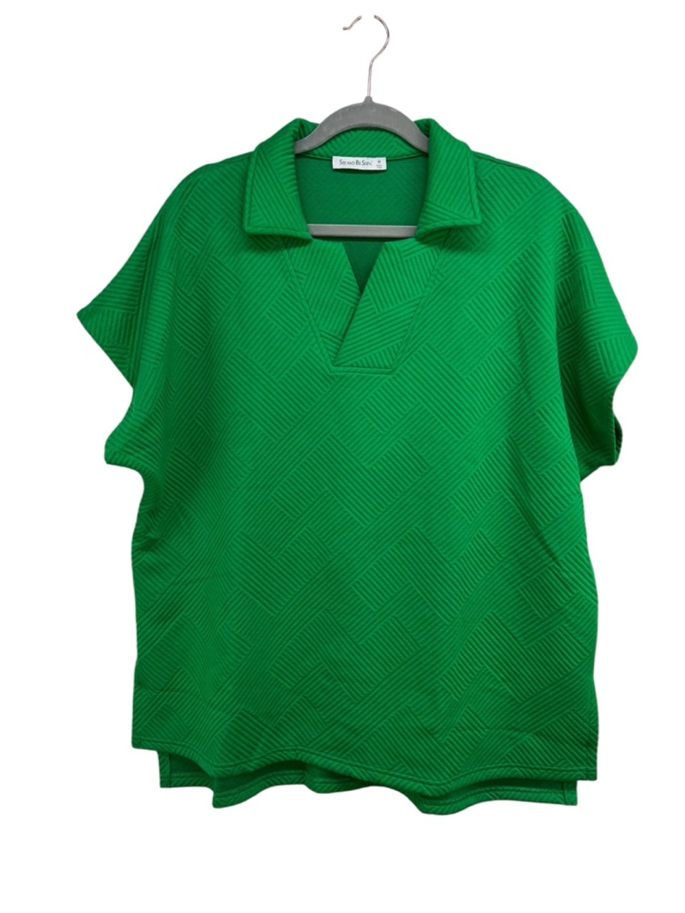 See and Be Seen Cap Sleeve Quilted Oversized Womens Medium Top